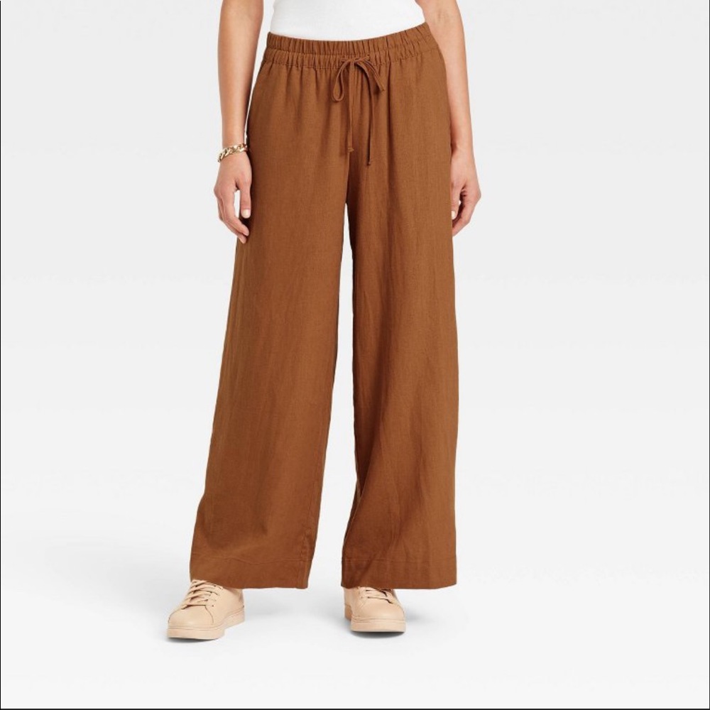 Women’s High Rise Wide Leg Linen Pull On Pant